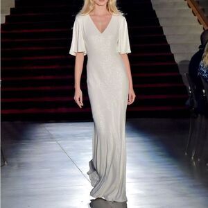 NWT Rachel Zoe Heather Fluid Maxi White Dress Sequin Size 4